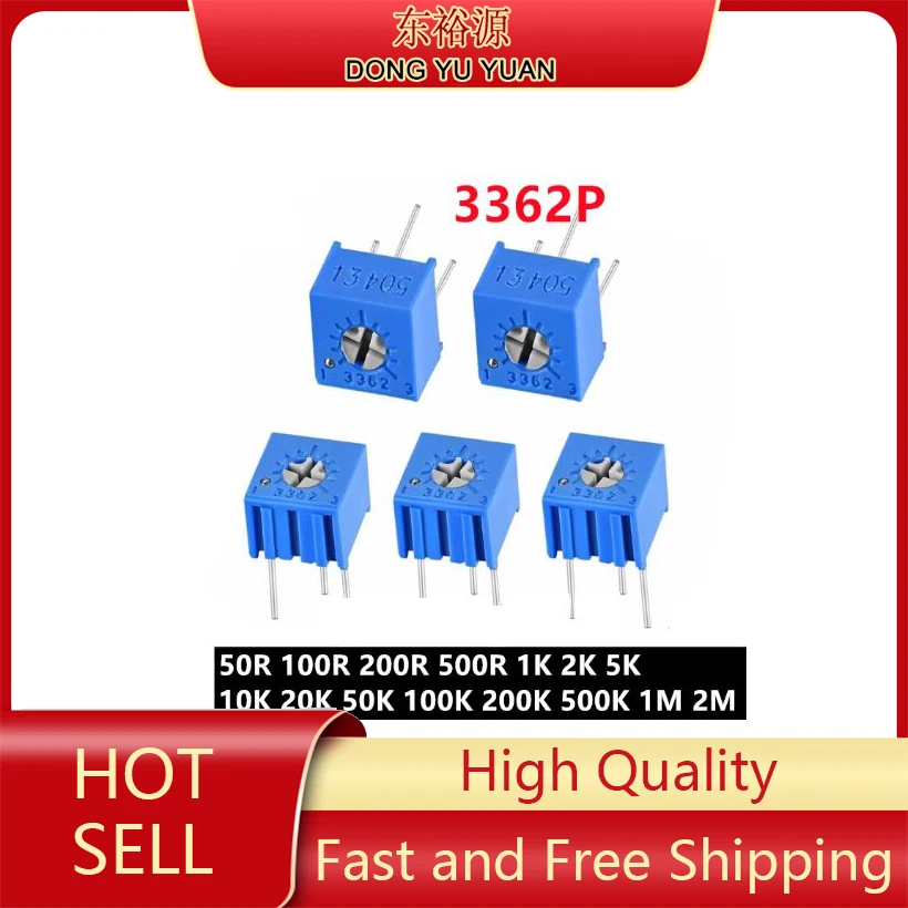 10PCS 3362 200R/2K/20K/200K/500R/5K/50K 3362P-101/102/103/104/105/201/202/203/204/501/502/503 Potentiometer 100R/1K/10K/100K/1M