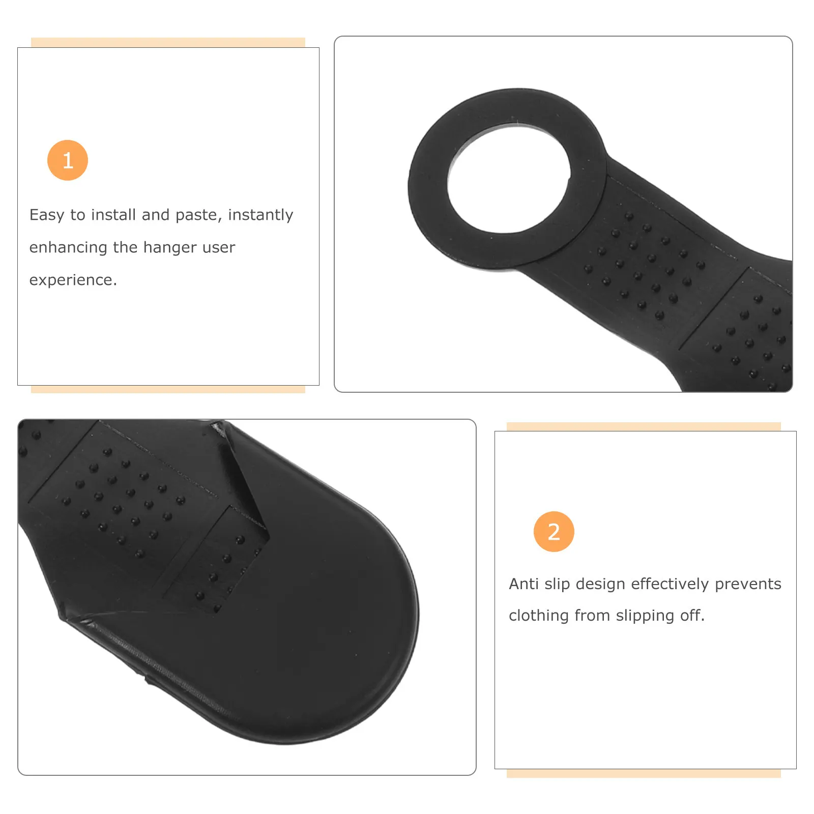 

100pcs Black Non-Slip Silicone Hanger Strips For Wood Plastic Hangers Reusable Clothes Rack Grips Antislip Pads Home Storage