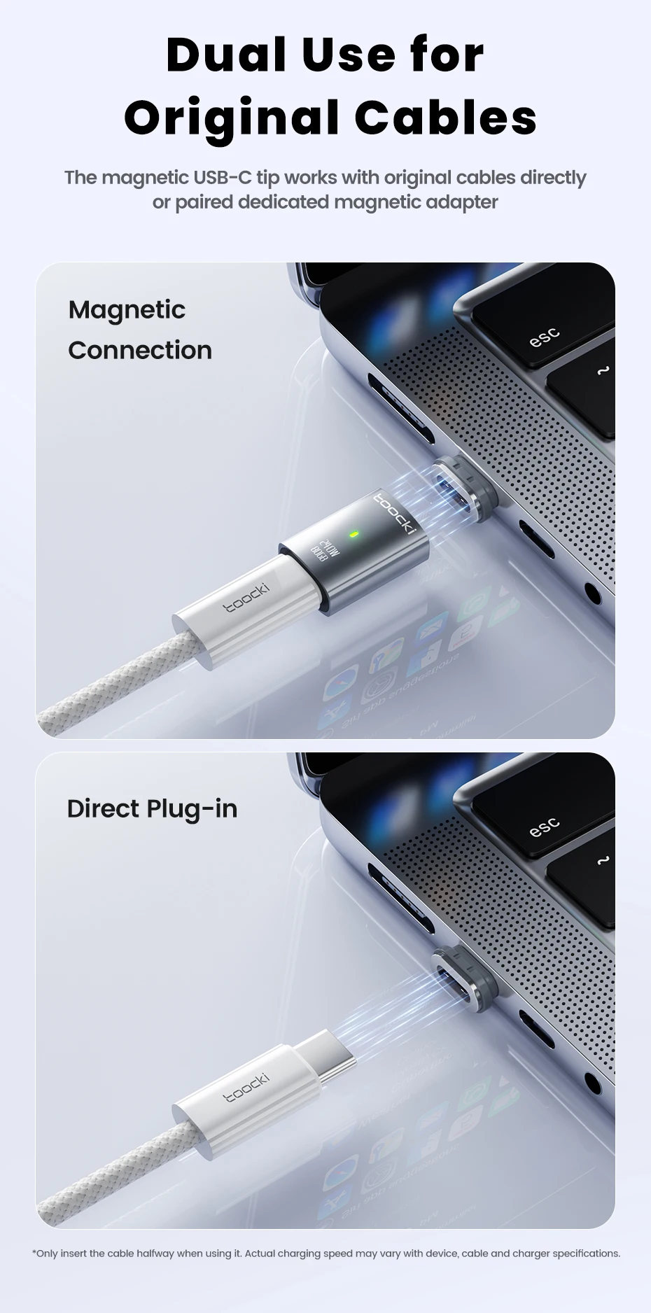 Toocki Magnetischer 240W Adapter OTG Typ C auf Typ C Weiblich zu Männlich USB4.0 80Gbps Schnellladung USB C zu Typ C Konverter – Detail 8