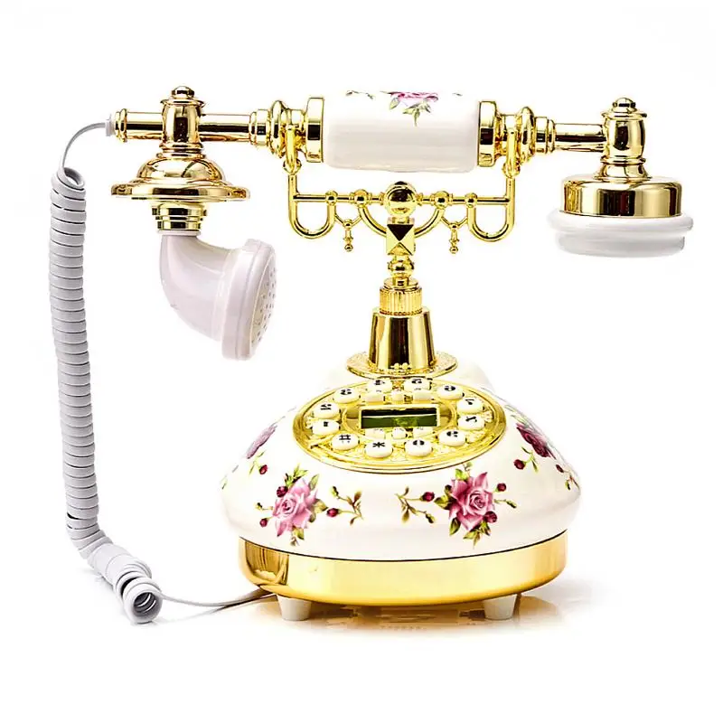 Retro Innovative High Ceramic European Telephone American Style Telephone Landline End Rose Desktop Phone For Home Office Hotel