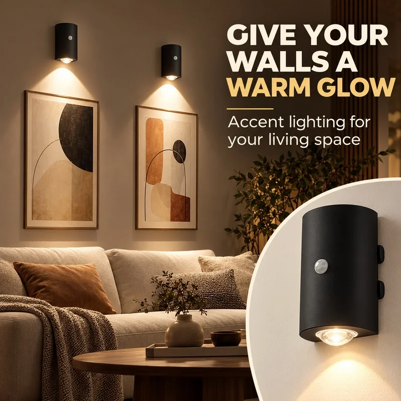 Smart Motion Sensor Night Light Wireless No Wiring Rechargeable Portable Flashlight 2-in-1 Bedroom Lamp for Indoor Emergency