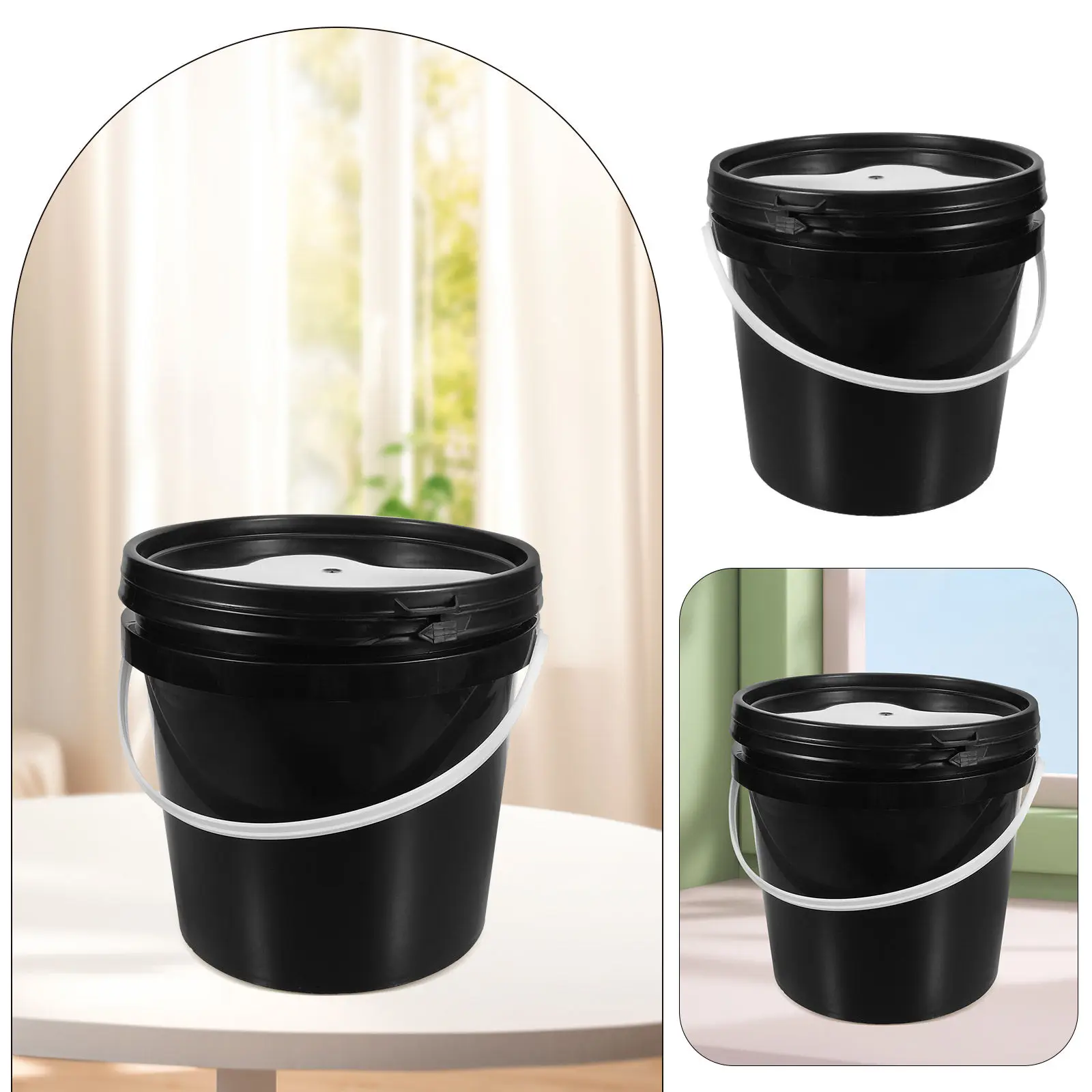 

Черное ведро для краски, маленькое круглое ведерко с крышкой, легкое пластиковое ведро для хранения пигментов и использования в живописи