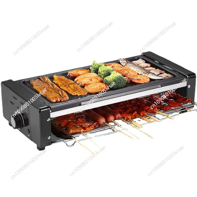 Electric BBQ Grill & Griddle, Non-Stick Smokeless Grilling Machine for Home Use Indoor Grill