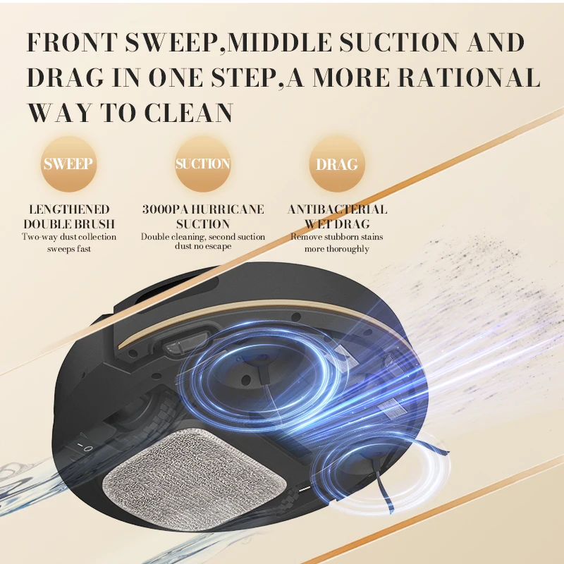 2024 Automatic Robot Vacuum Cleaner 3-in-1 Smart Wireless Sweeping Wet And Dry Ultra-thin Cleaning Machine Mopping Smart Home