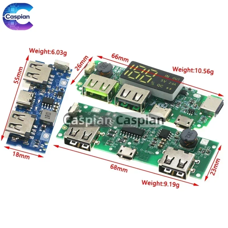 Lithium Battery Charger Board LED Dual USB 5V 2.4A Micro/Type-C USB Mobile Power Bank 18650 Charging Module