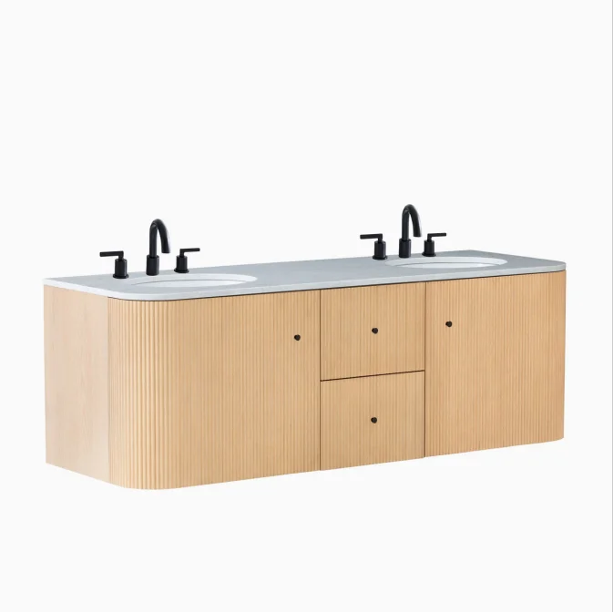 

# Luxury Hotel Oak Solid Wood Vanity Durable Floating Double Bathroom Vanity