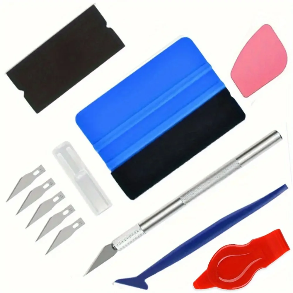 Vinyl Wrap Tool Kit Car Wrapping Tools Kit Vehicle Window Tinting Tool Auto Foil Set Zippy Vinyl Squeegee Scraper Cutter Knife