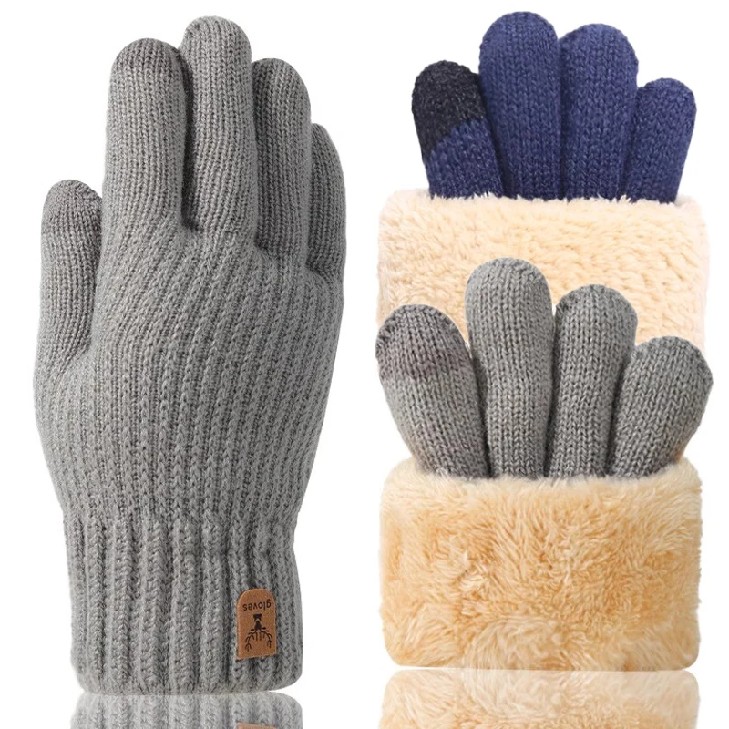 Winter Gloves for Men Women Fashion Touchscreen Gloves Outdoor Cycling Sports Thermal Warm Knitted Gloves for Running Driving