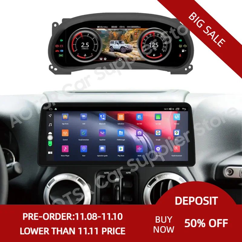 

Мультимедийная магнитола для Jeep Wrangler 3 JK 2010-2017, Android, стерео проигрыватель, приборная панель с ЖК-дисплеем, головное устройство Din