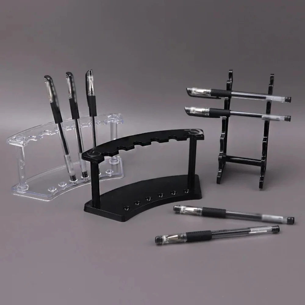 

Plastics Transparent 6 Slot Pencil Pen Display Storage Home Office Holder Rack Nail Brush Stand Salon Pen Storage Organizer
