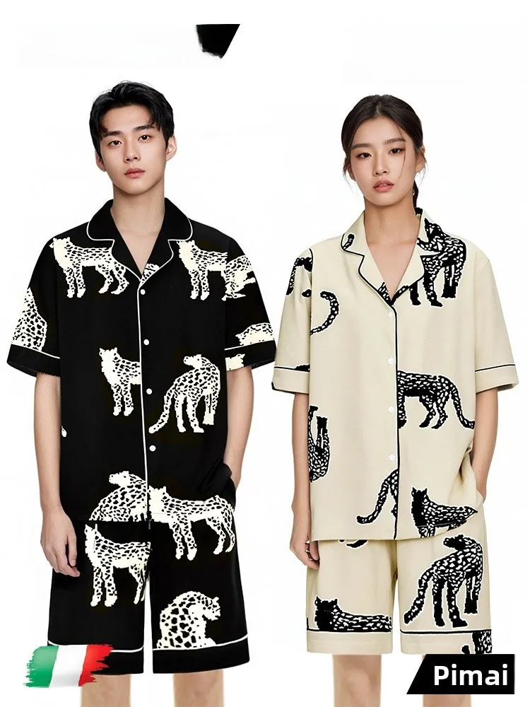 PinkBread Sweet Couple Sleepwear Short Sleeve Shorts Cotton Home Clothes Women's Outdoor Wearable Comfortable Spring Summer