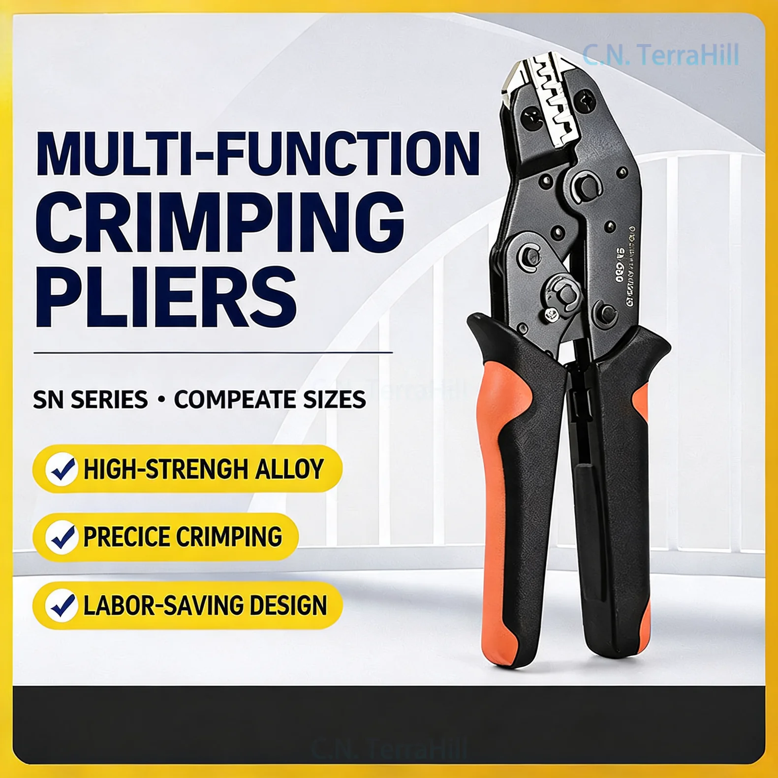 Ratchet Crimping Tool Multifunctional Wire Terminal Crimper for Insulated Cold Pressed Connectors Electrical Repair