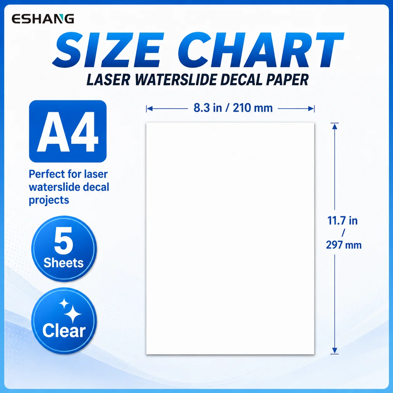 A4 Laser Water Transfer Paper 5Pcs Transparent Printing Sticker Paper For Laser Printers DIY Mug Cup Decals Handmade Craft Makin