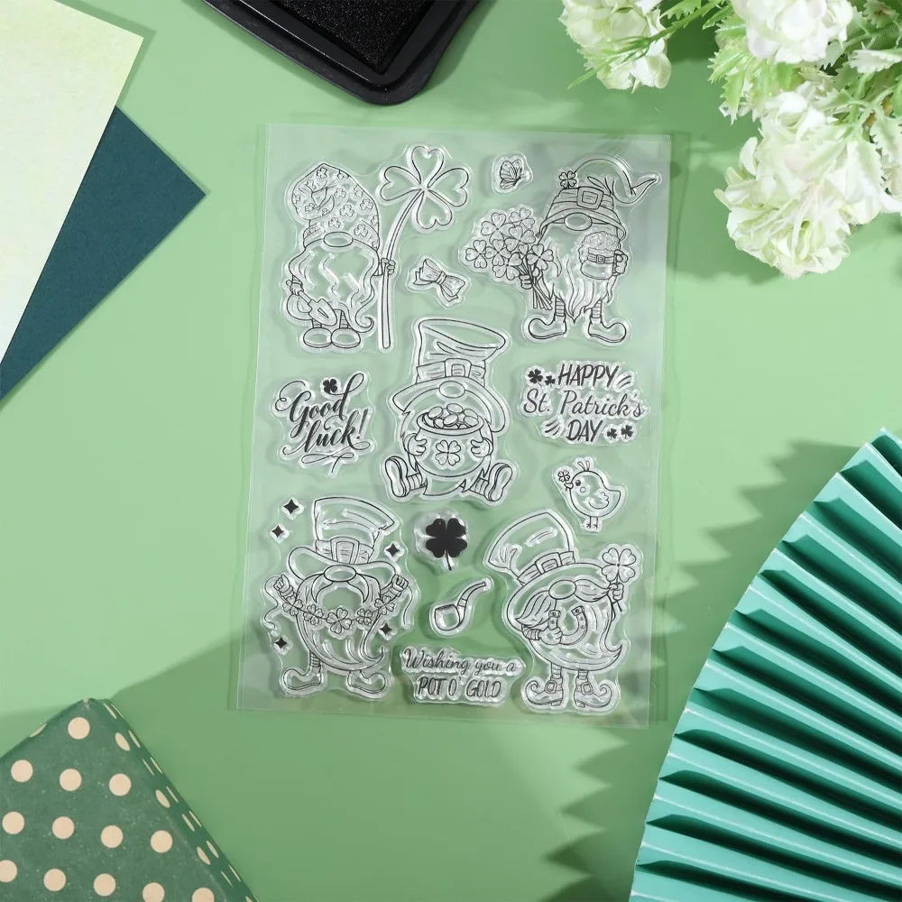 جنوم سيليكون واضح Stamps قزم ختم شفاف لعيد القديس باتريك عيد الميلاد عيد الميلاد عيد الحب بطاقات صنع #4