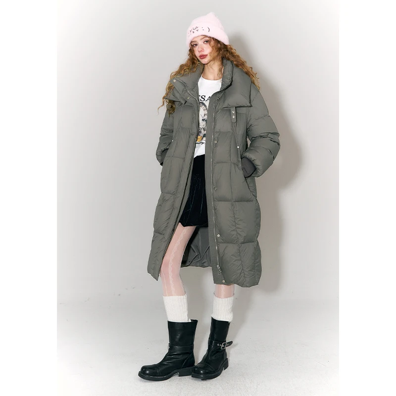 معطف ELFSACK كلاسيكي بسيط وقلنسوة طويل منتفخ للنساء #3