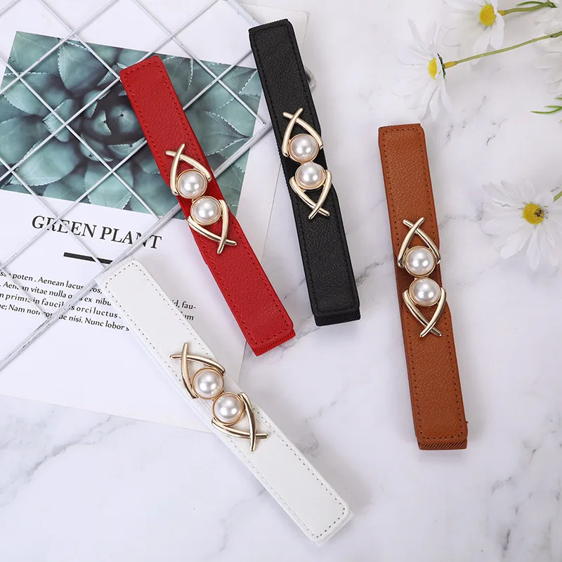 Minimalist Elastic Waist Belt Fine Leather Belt with Snap Hook for Sweaters High-End Versatile Waist-Defining Belt for Women