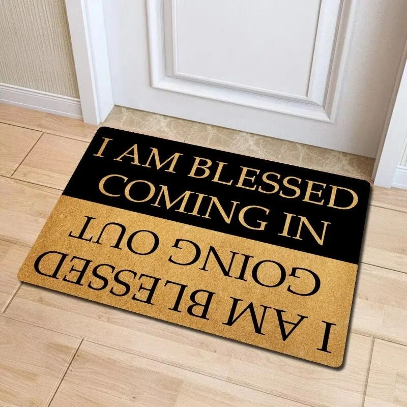 Lustige Willkommensmatten für die Haustür, „I Am Blessed Coming in And Going Out“-Fußmatte, humorvolle Fußmatte für den Innen- und Außenbereich