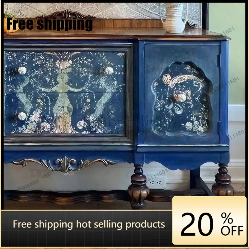 Factory DirectFrench retro hand-painted cabinet living room Roman column against the wall side cabinet