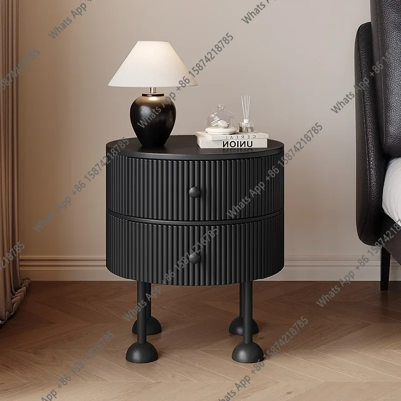 X5 L Mesas de Cabeceira Redondas Pretas, Armazenamento para Quarto, Design Italiano Único, Estilo Nórdico para Salão, Mesas de Cabeceira de Luxo para Casa, Móveis para Quarto
