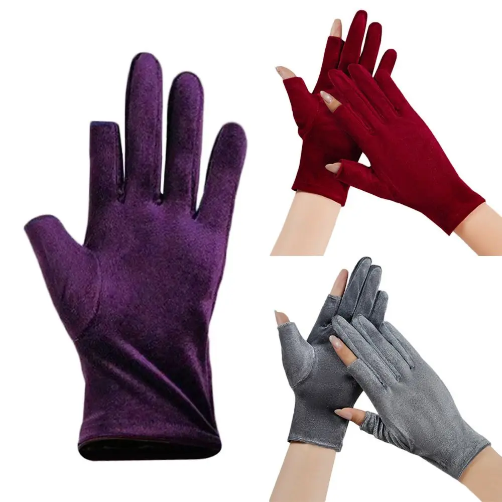 Fashion Warm Women's Winter Gloves Lining Fleece Windproof Velvet Mittens Elastic Coldproof Driving Gloves Outdoor