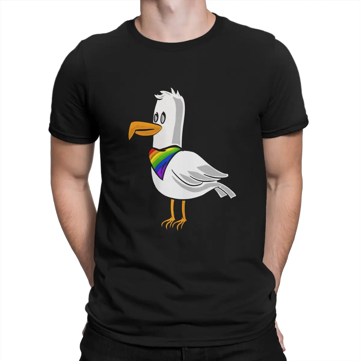 Pride Seagull T-Shirt Men LGBT Pride Funny Tees Crewneck Short Sleeve T Shirt Gift Idea Clothes