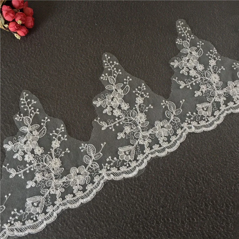 

9 ярдов белая кружевная ткань шириной 20 см с цветочной вышивкой и кружевной отделкой для одежды, свадебное украшение, платье, Лидер продаж