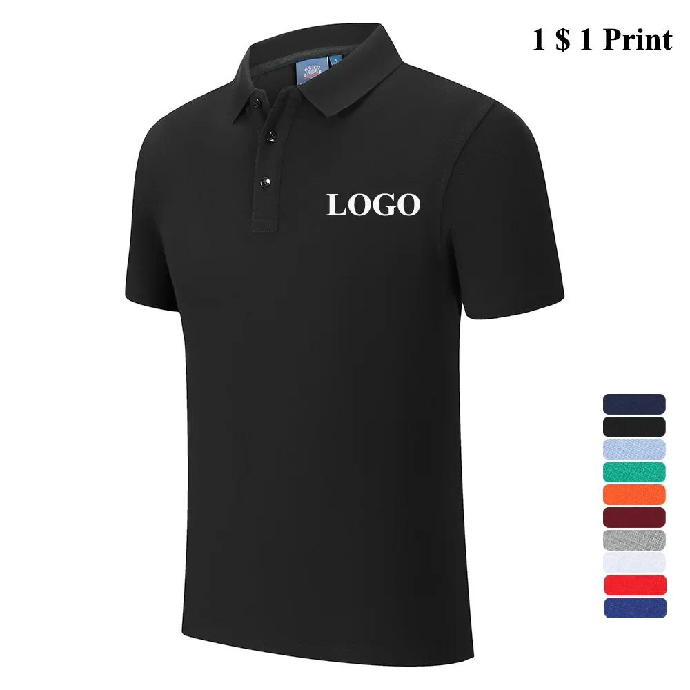 100% Cotton Men Polo Shirt Mid Grade Custom Club Logo 2023 Male Women Short Sleeve Lapel T-shirt Golf Tennis Solid Polos New