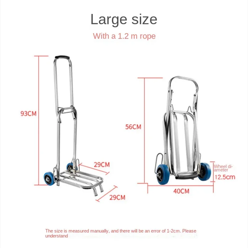 접이식 스테인레스 스틸 트롤리 카트, 조절 가능한 손잡이가 있는 계단 등반 핸드 트럭, 편리한 보관 가방