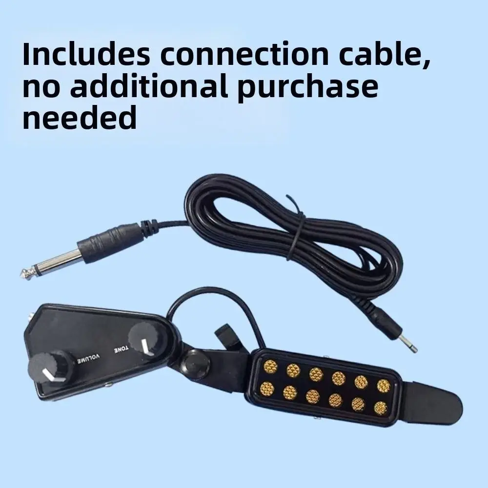

12-Hole Design Acoustic Guitar Pickup Tone Knobs Clip-On Style Guitar Transducer Stable Adjustable Volume Soundhole Pickup