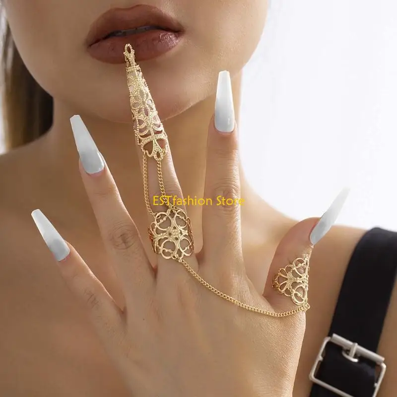 Y5GC Women Finger Tip Rings Adjustable Opening Art Charm Accessory Decors Finger Tip Ring Claw Ring Protecting