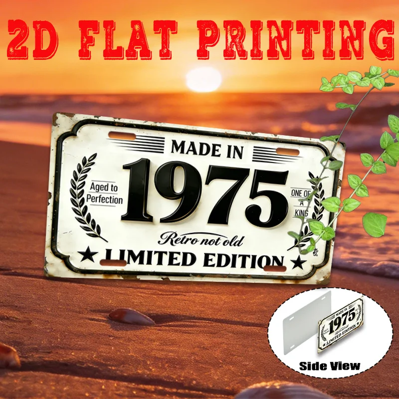 2D Flat - 【2D Flat】 2D Flat - [2D Flat] A Vintage Aluminum Sign Made in 1975, Suitable for Outdoor Displays And Wall Decor (11.8