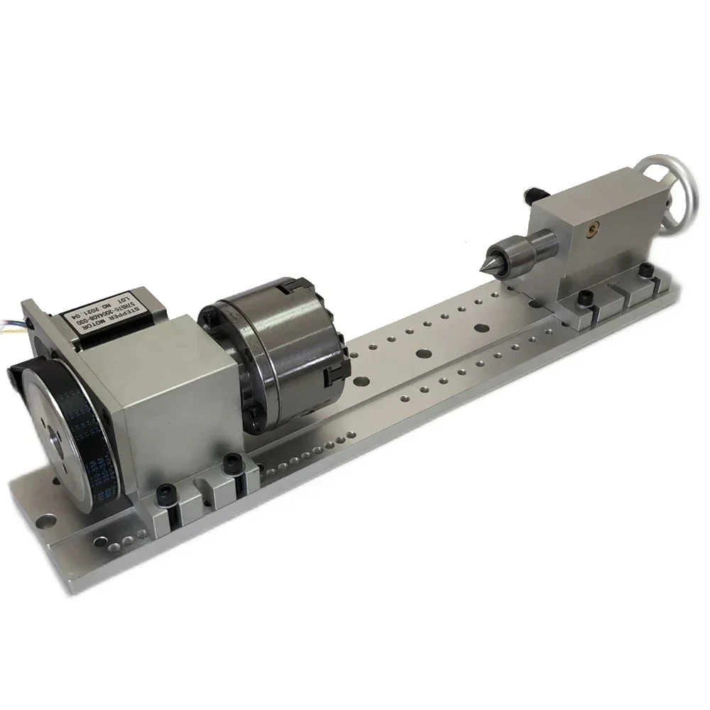 For CNC 4 Axis Tailstock 4th A Axis Rotary Axis 80mm 100mm 3/4 Jaws Chuck With Mounting Base CNC Indexing Head