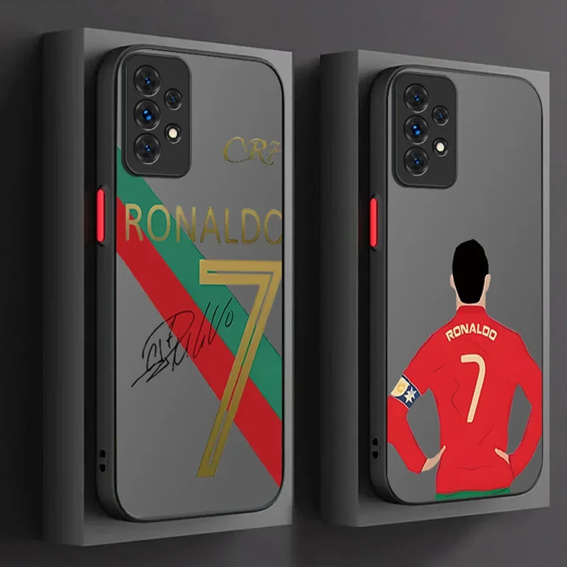 FootBall Number 7 10 PC Matte Case For Samsung Galaxy A33 A73 A72 A52S A52 A32 A22 A12 A16 A53 A54 A34 A24 A06 A05 A05S A13 A23