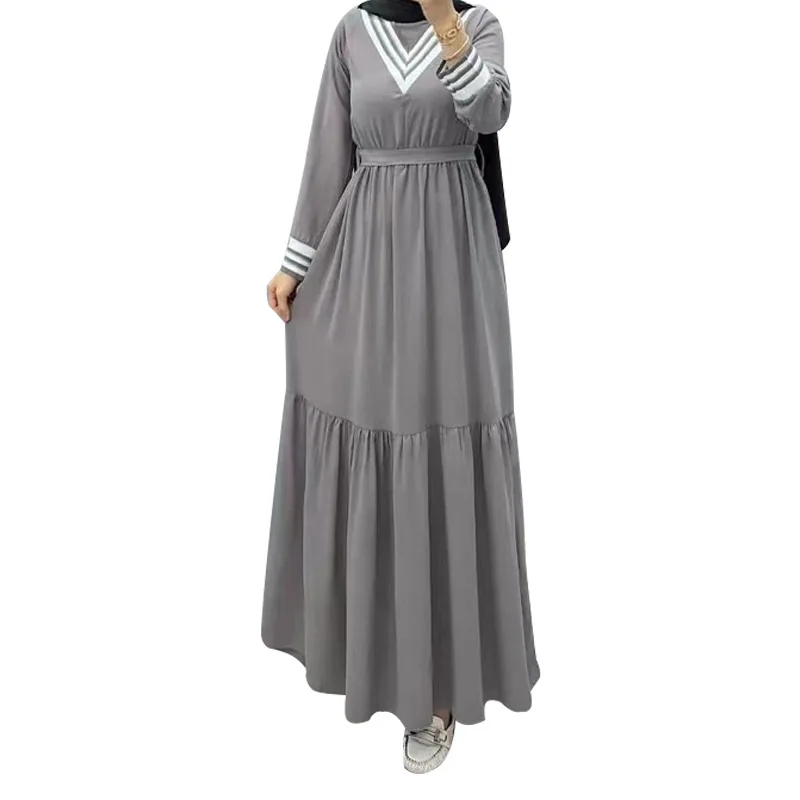 Loose Abayas for Women Femme Musulmane Women Dubai Abaya Kaftan Turkey Islam Muslim Dress Caftan Solid Color with Belt Vestidos