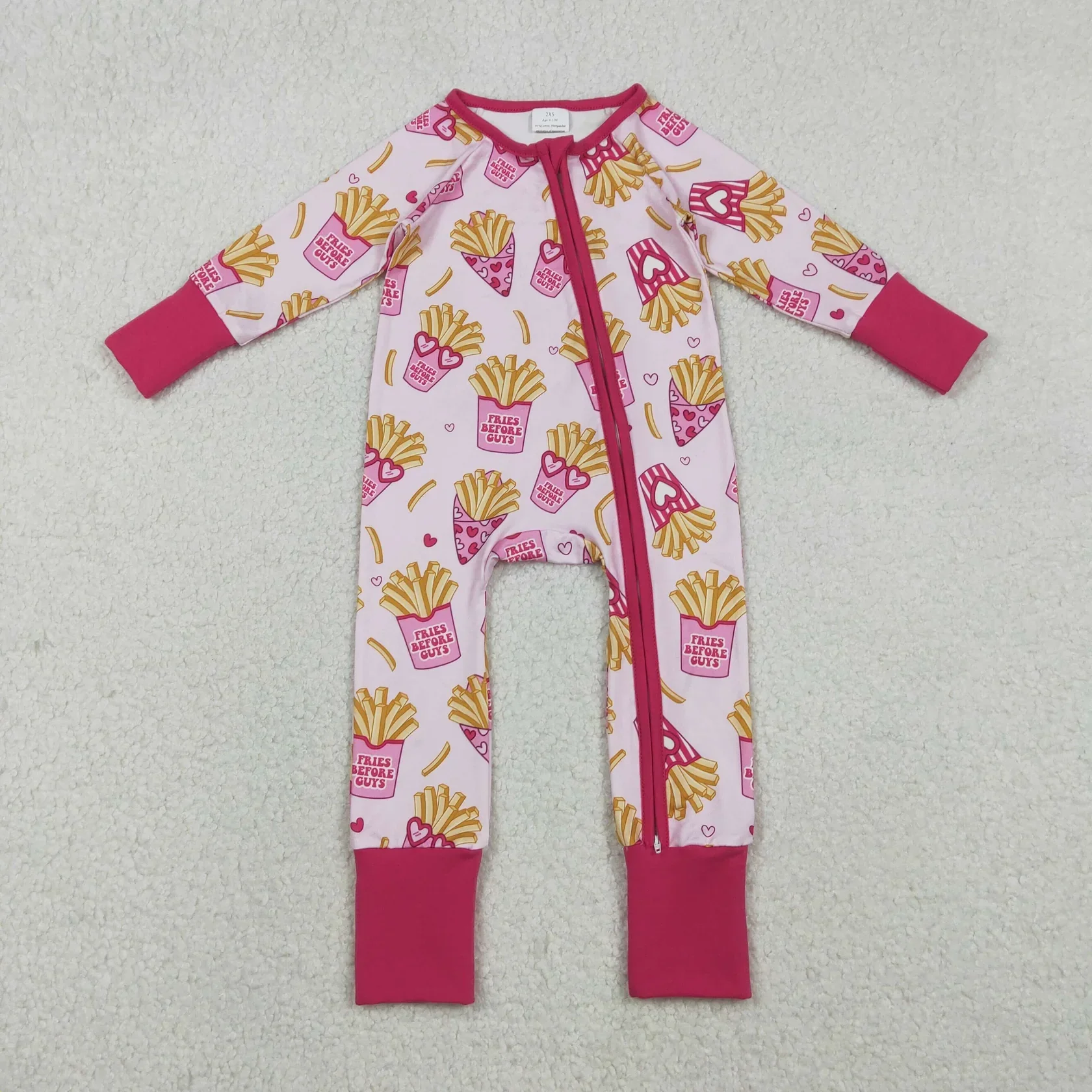 

Wholesale Toddler Newborn Zipper Footie Bodysuit Children Baby Girl Long Sleeves Infant Valentine Romper Kids Hearts Clothes
