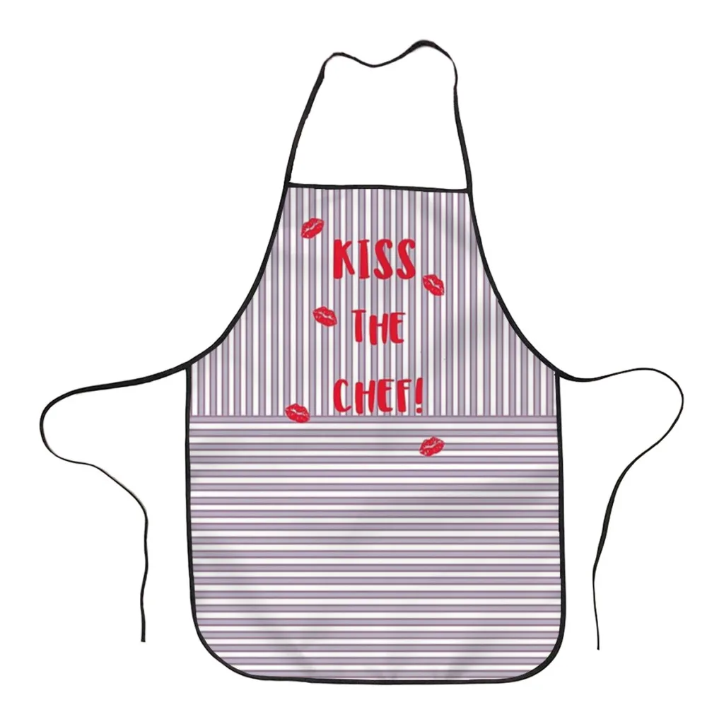 'Kiss the Chef' Kitchen Women Apron Household Cleaning  Composite Pinafore Salon Home Cooking Baking