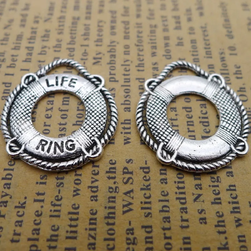 10Pcs/Lot Charms Life Ring Lifebuoy 23x21mm Tibetan Silver Color Pendants Antique Jewelry Making DIY Handmade Craft