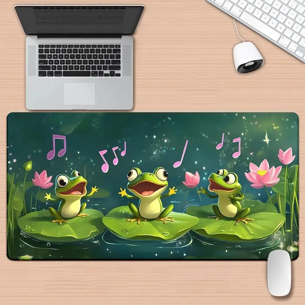 Colorful cartoon frog and pink lotus-shaped mouse pad/keypad, with anti-slip rubber base office desk accessories