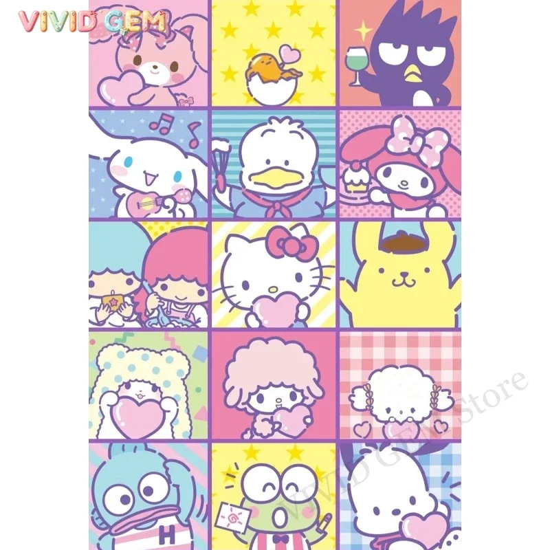 VIVID GEM Sanrio 5D DIY Diamond Painting Hello Kitty Sanrio Kit Cute Hello Kitty Melody Kuromi Art Full Drill Rhinestone Mosai
