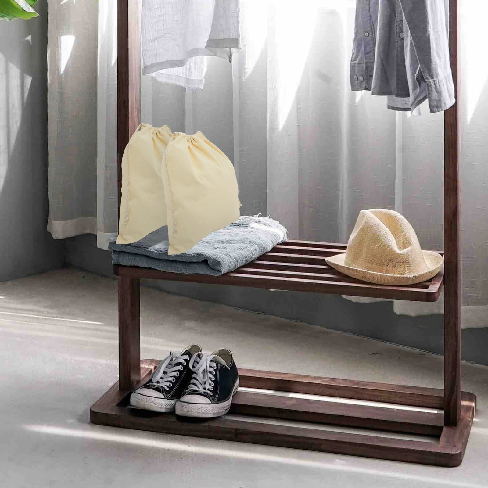 

2Pcs Laundry Bags Canvas Drawstring Storage Bags Large Hanging Storage Pouches Washable Travel Dorm Room Laundry Dirty Clothes