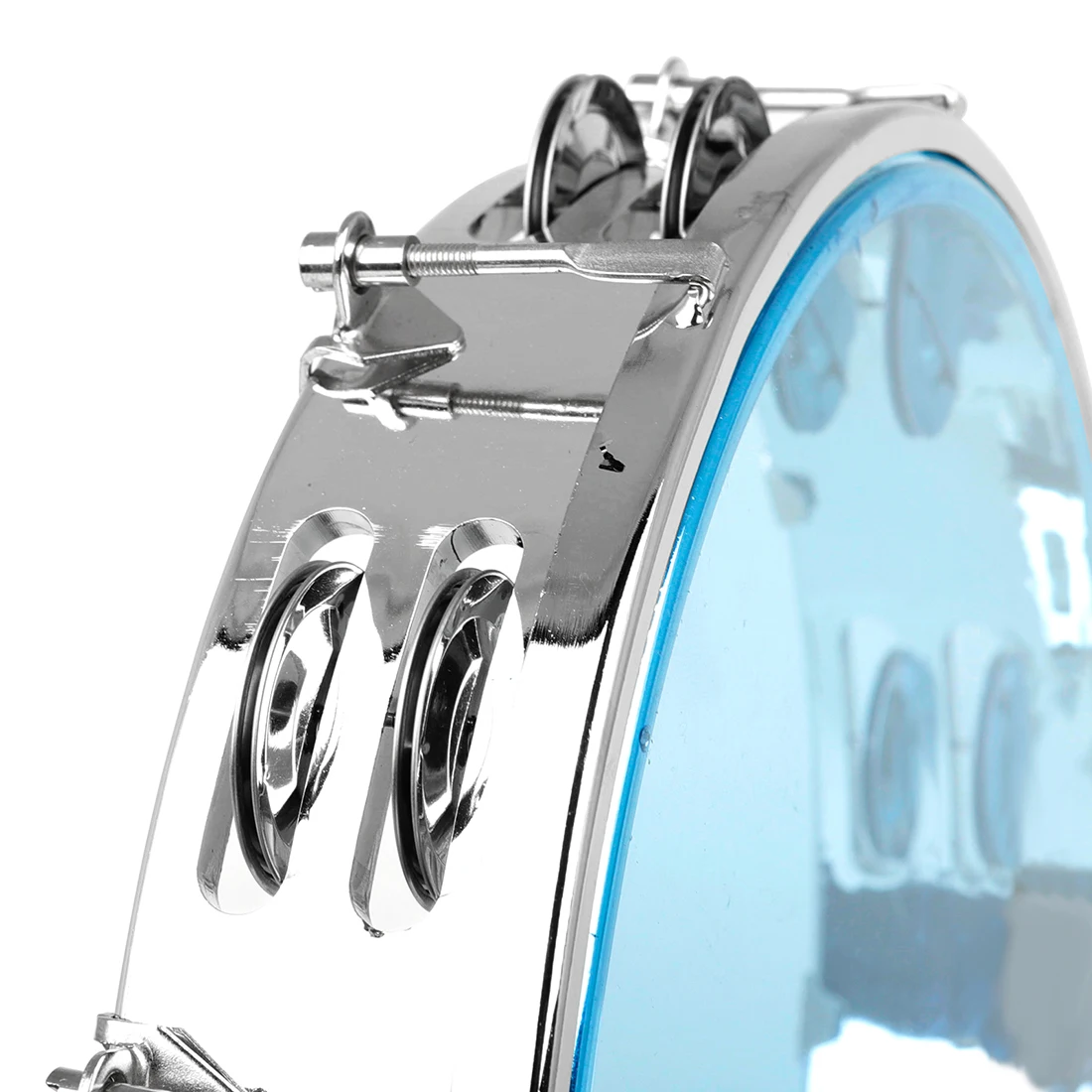 IRIN 10-inch Double Row Blue Handbell Self Tuning Transparent Tambourine Orff Percussion Instrument   Party/Celebration Play