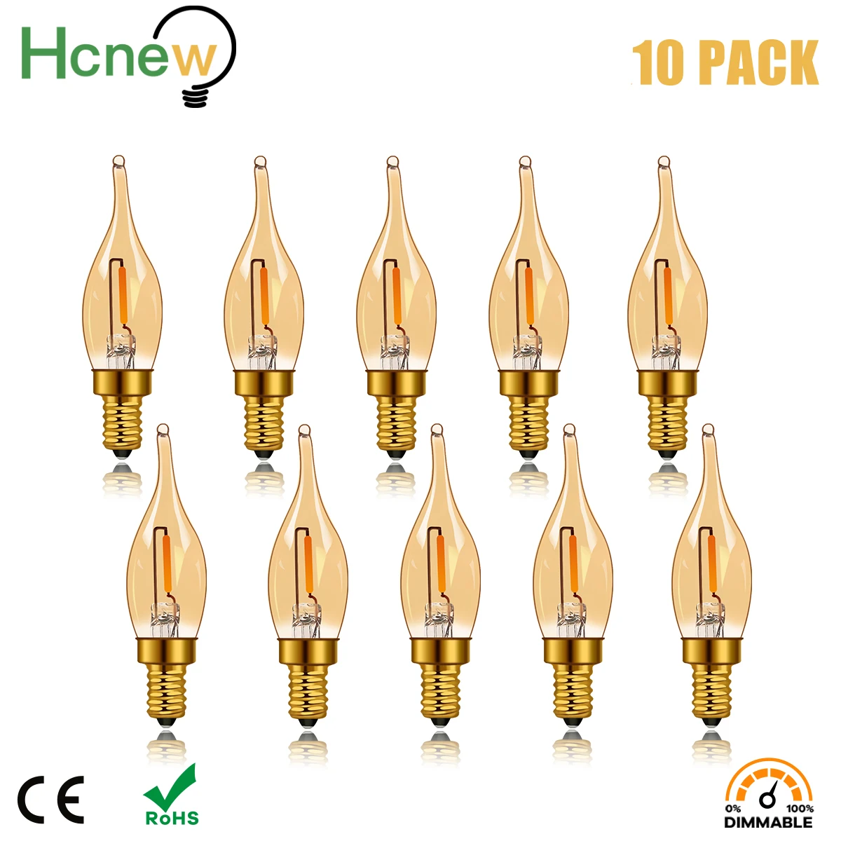 

Hcnew Led Filament Night Lamp C22TG 0.5W E14 candelabra base Amber Glow LED candle lamps 4W incandescent lamp Replacement