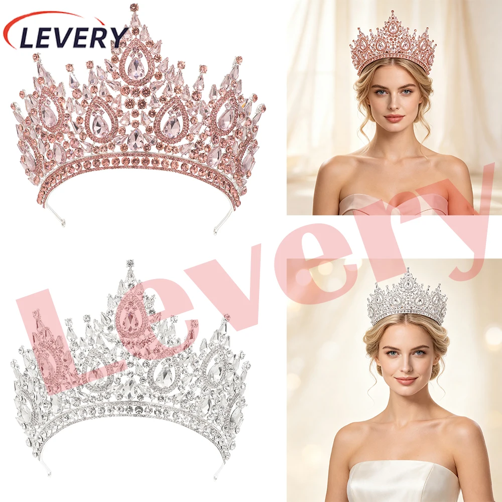 Levery 2026 New Crystal Tiara Crown for Women Rhinestone Princess Crown Bridal Wedding Pageant Prom Birthday Party Headpiece