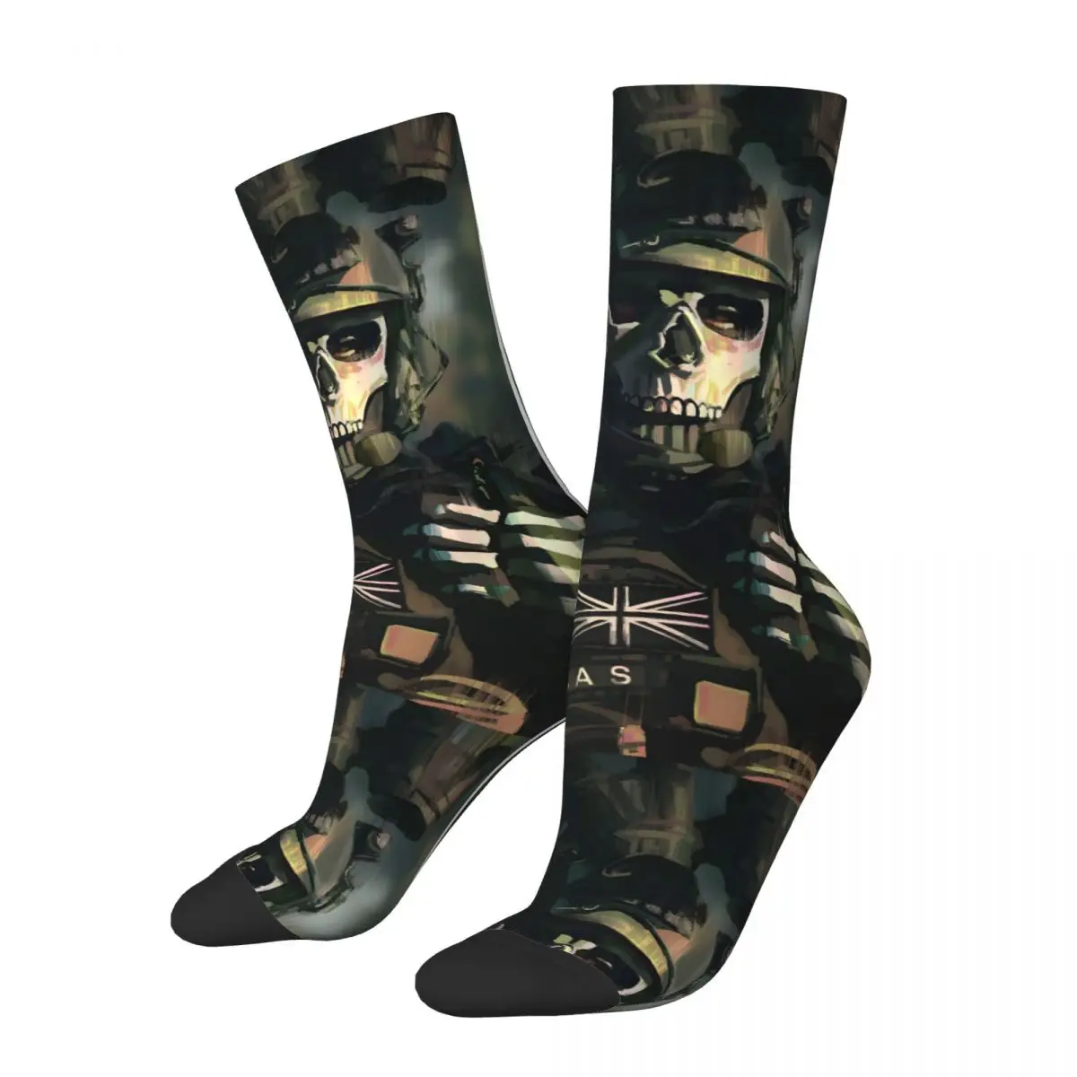 Game Crazy Men's compression Socks Unisex Ghost MW2 COD Calls Of The Duty Street Style Pattern Printed Novelty Happy Crew Sock