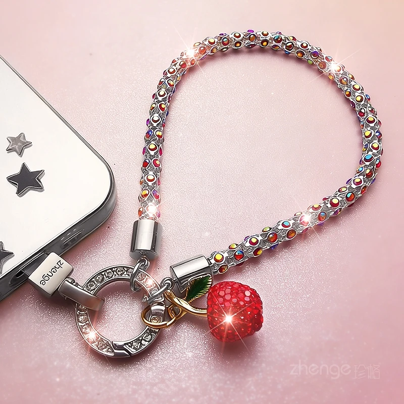 

Цепочка-ремешок для телефона, премиум-класс, с блестящими стразами, на запястье, женская, модная, для путешествий, универсальная, защита от потери