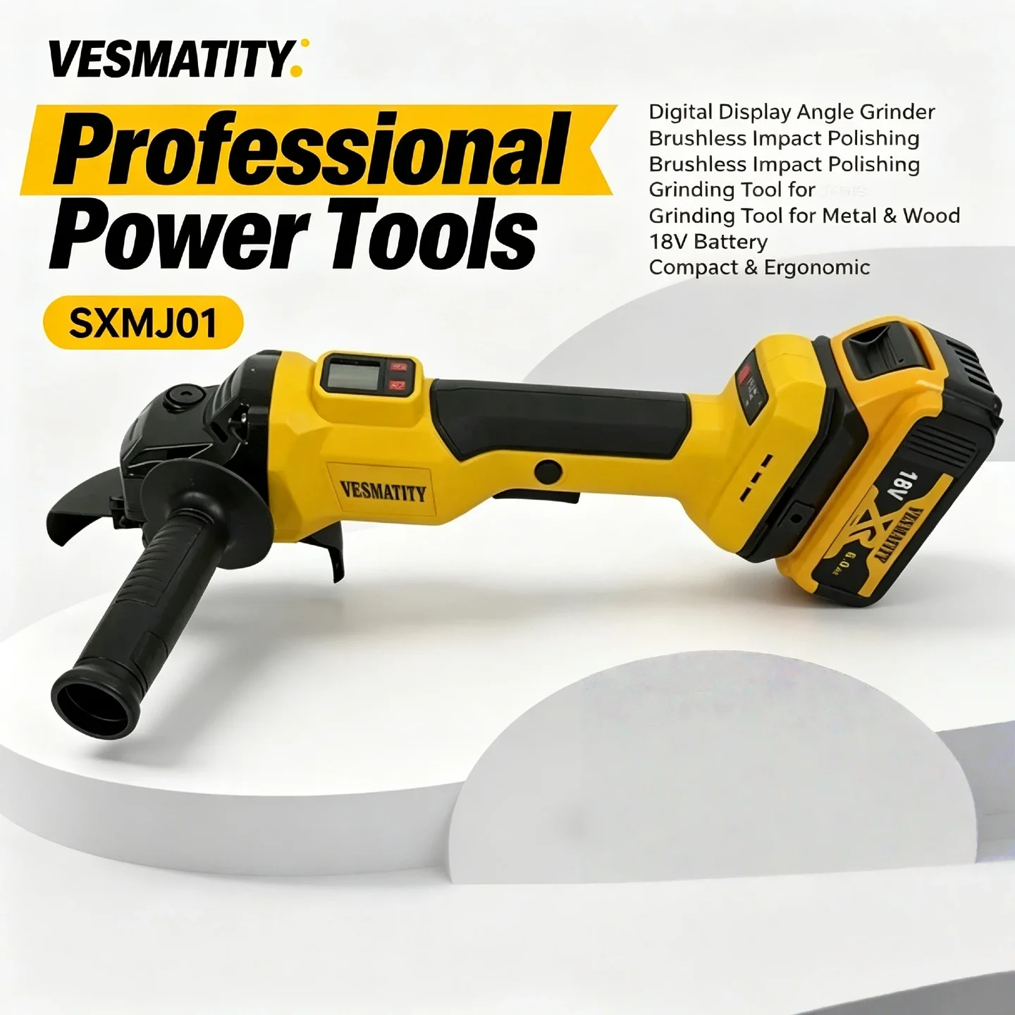 2026 Vesmatity Powers Through Metal & Wood – Digital Brushless Angle Grinder The Impact Tool with 18V/20V Battery