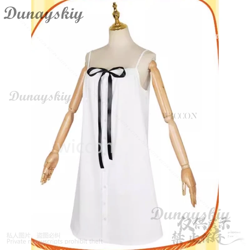 Anime Game The Song Of Saya Japanese Saya Cosplay Costume White Dress Lolita Cos Dark Green Long Wigs Halloween Party Tentacles