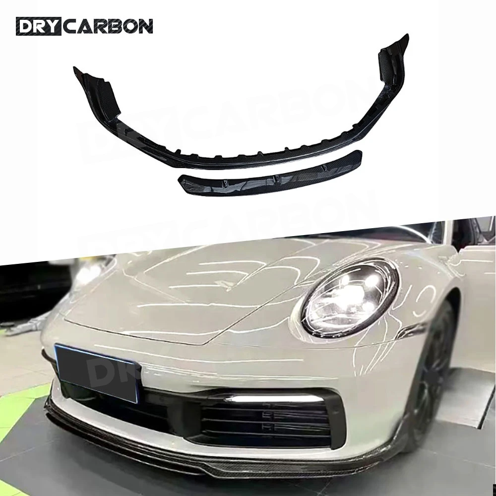 

Carbon Fiber Front Bumper Chin Lip Spoiler Car Style Body Kits Accessories For Porsche 911 992 2022+