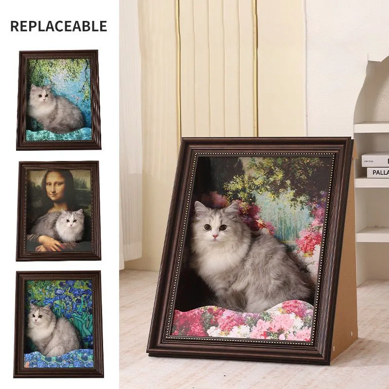 

Famous painting cat nest Mona Lisa holding cat 3D cat paw board