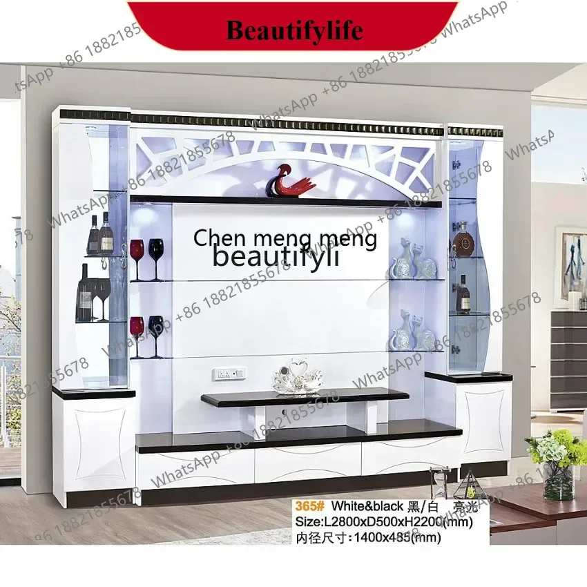 

D178 European style bright light design storage display function overall combination TV cabinet